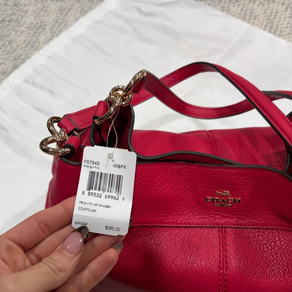 Coach Pebbled Leather Shoulder Bag in Magenta